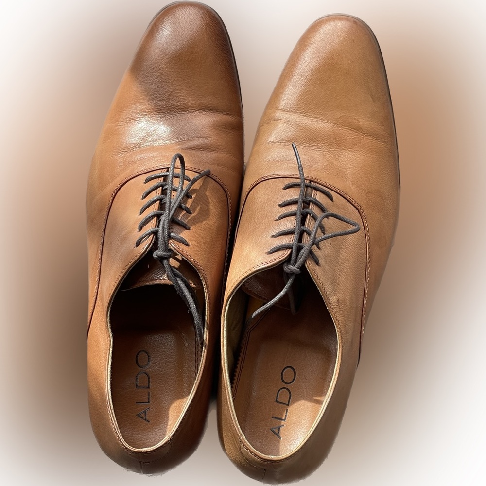 Aldo Knaggs Cap Toe Leather Derby Shoe (Camel) Men’s Size 13